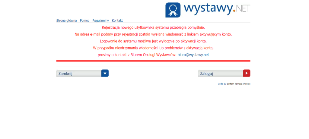 rejestracja konta w systemie rejestracji psów - link aktywacyjny